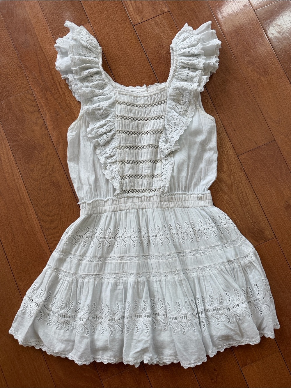 LoveShackFancy White Eyelet Ruffle Sundress